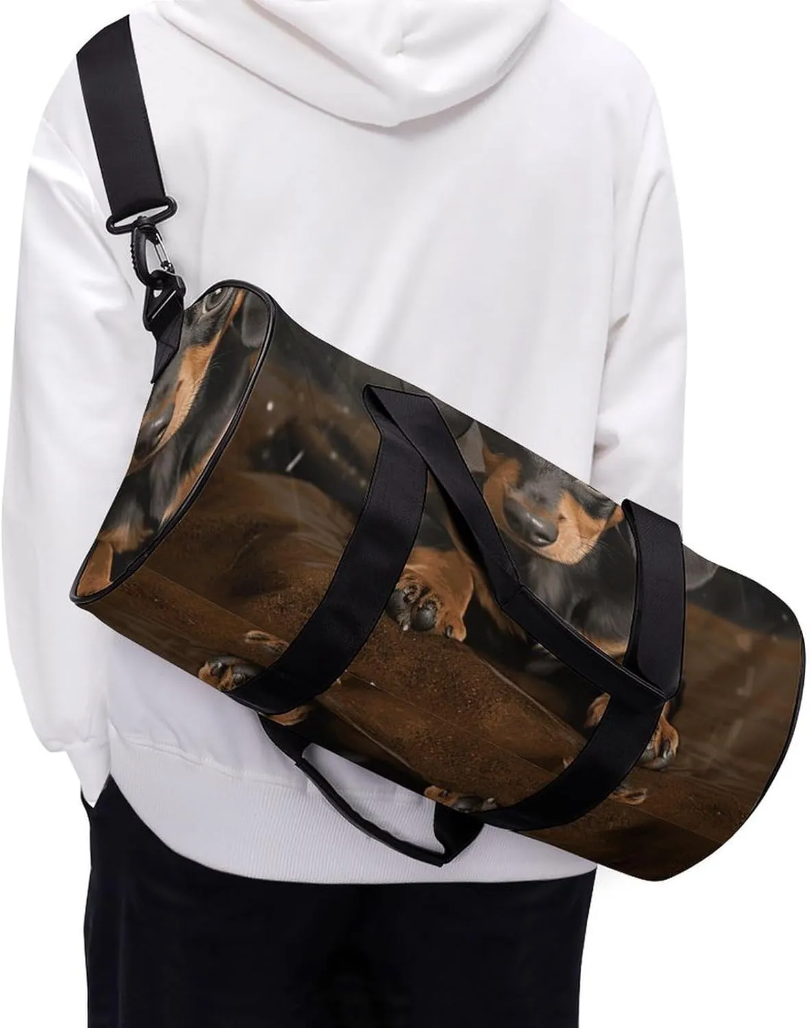 Gym Bags for Men Women Cute Dachshund Duffle Bag Travel Overnight Bag with Shoe Compartment Tote Bags