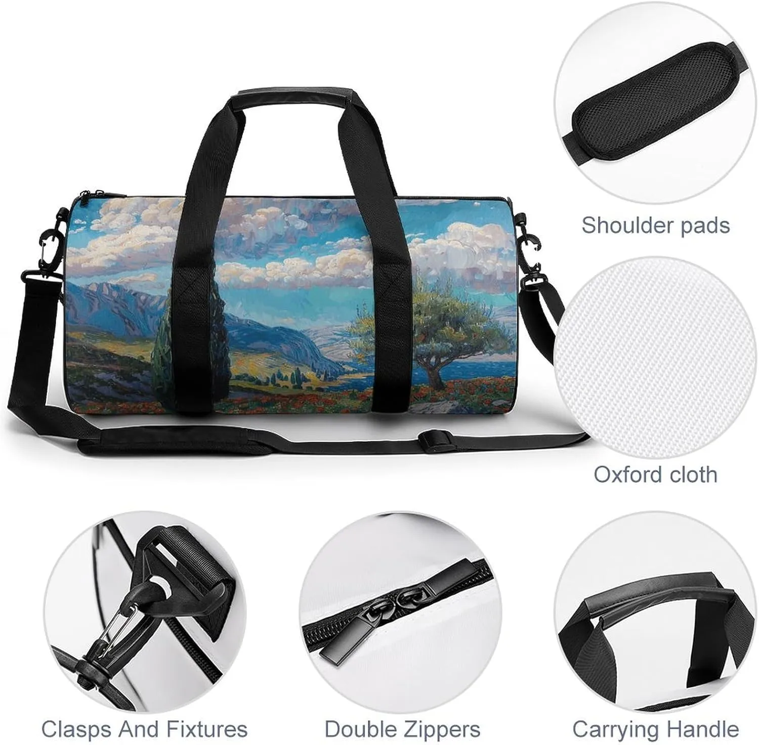 Gym Bags for Men Women Cypress Trees Outdoors Duffle Bag Travel Overnight Bag with Shoe Compartment Tote Bags