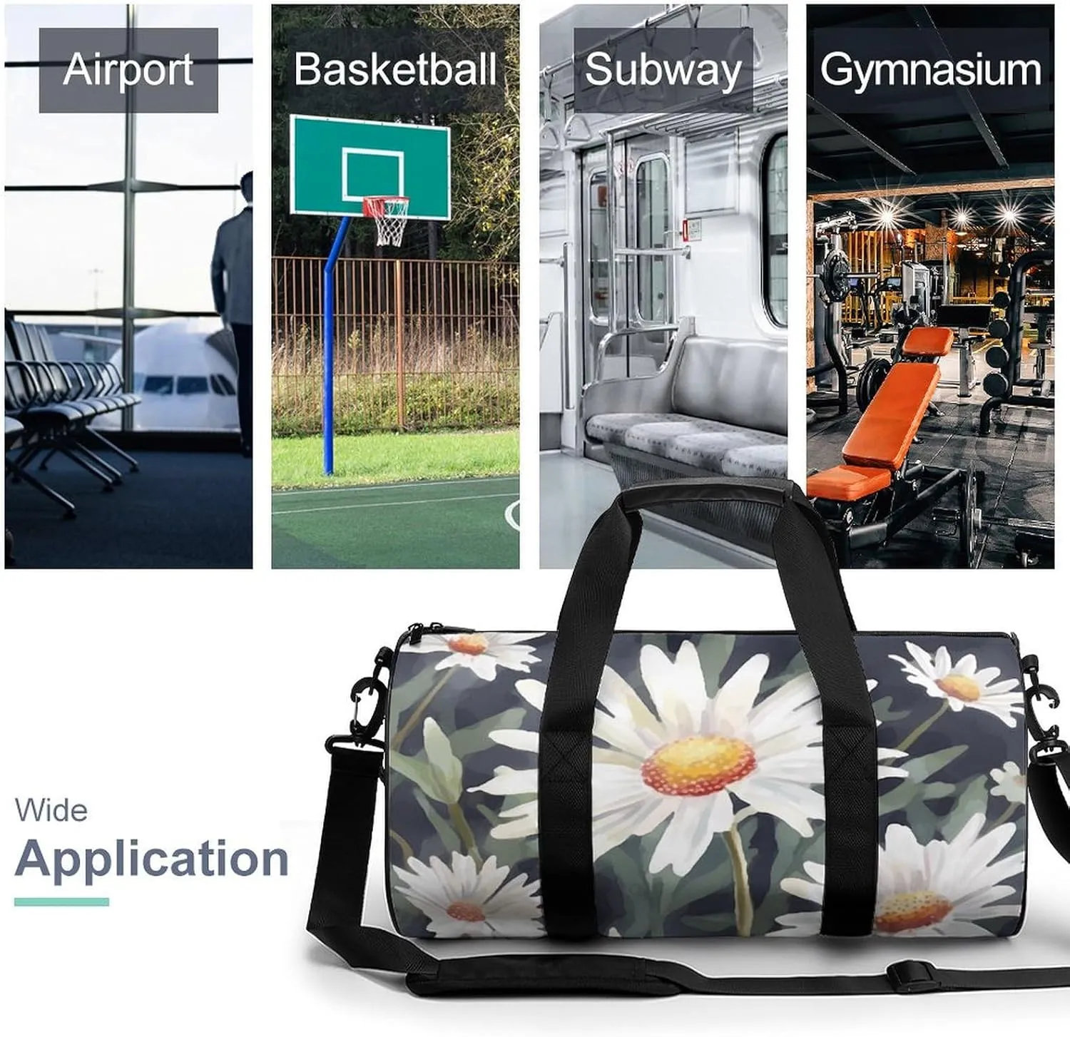 Gym Bags for Men Women Daisy Duffle Bag Travel Overnight Bag with Shoe Compartment Tote Bags