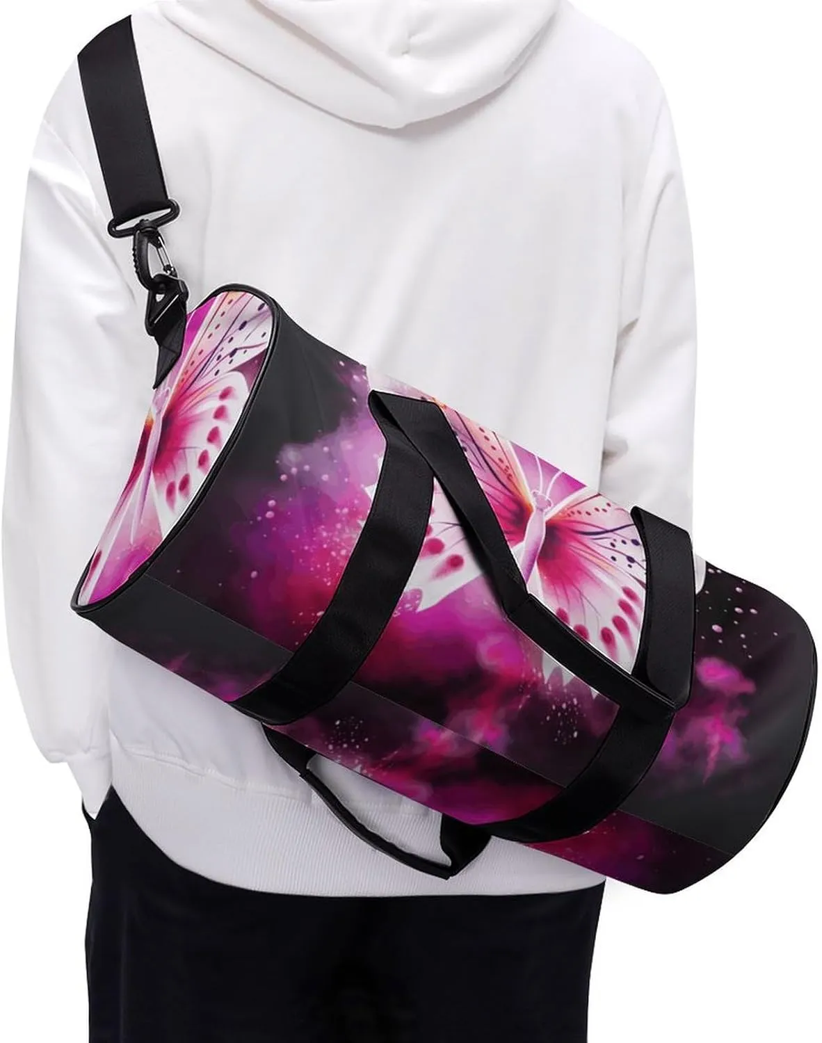 Gym Bags Small Butterfly Duffel Bag Overnight Bag with Shoe Compartment Carryon Bag for Men Women