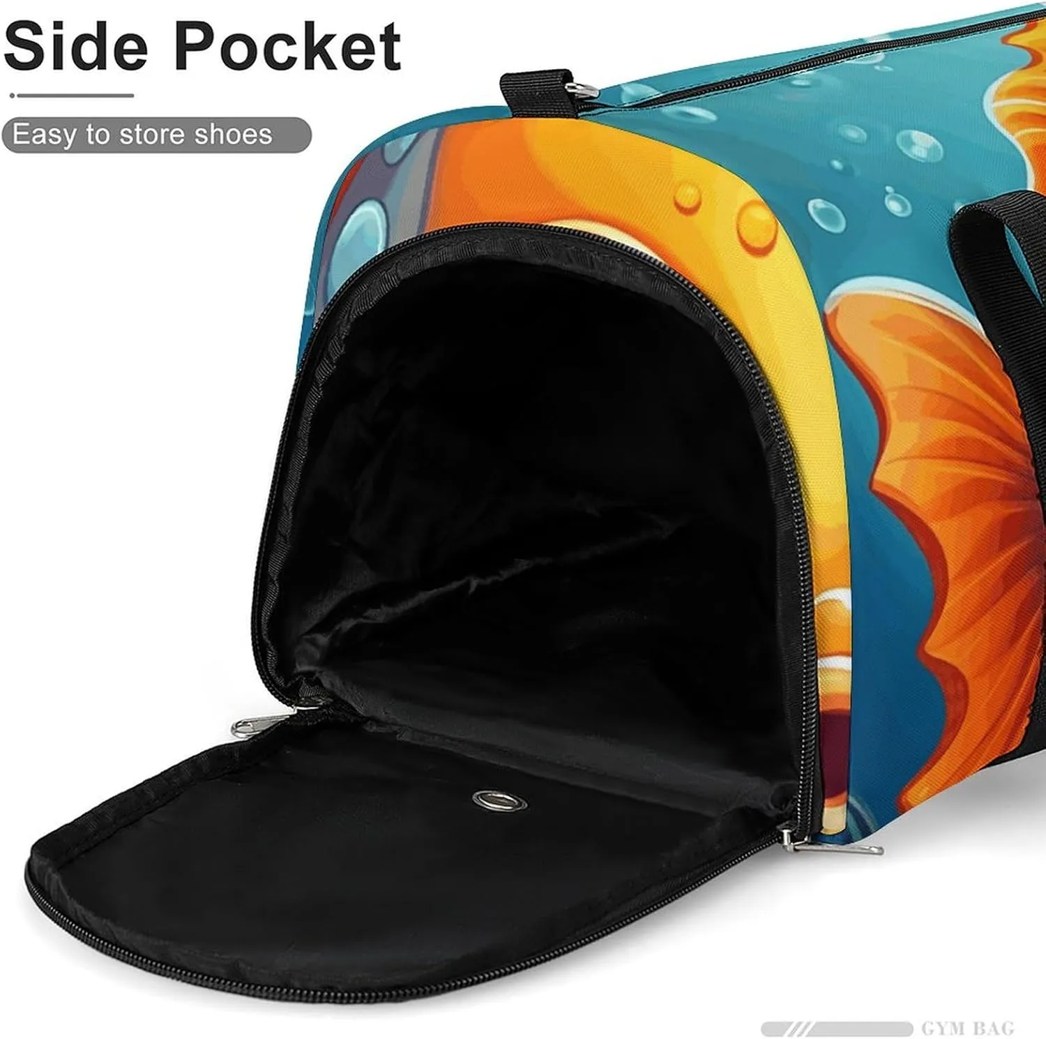 Gym Bags Small Cartoon Little Fish Duffel Bag Overnight Bag with Shoe Compartment Carryon Bag for Men Women