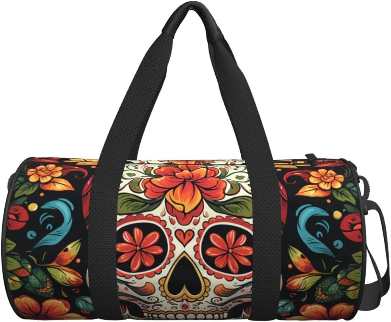 Gym Bags Small Colorful Sugar Skull Duffel Bag Overnight Bag with Shoe Compartment Carryon Bag for Men Women
