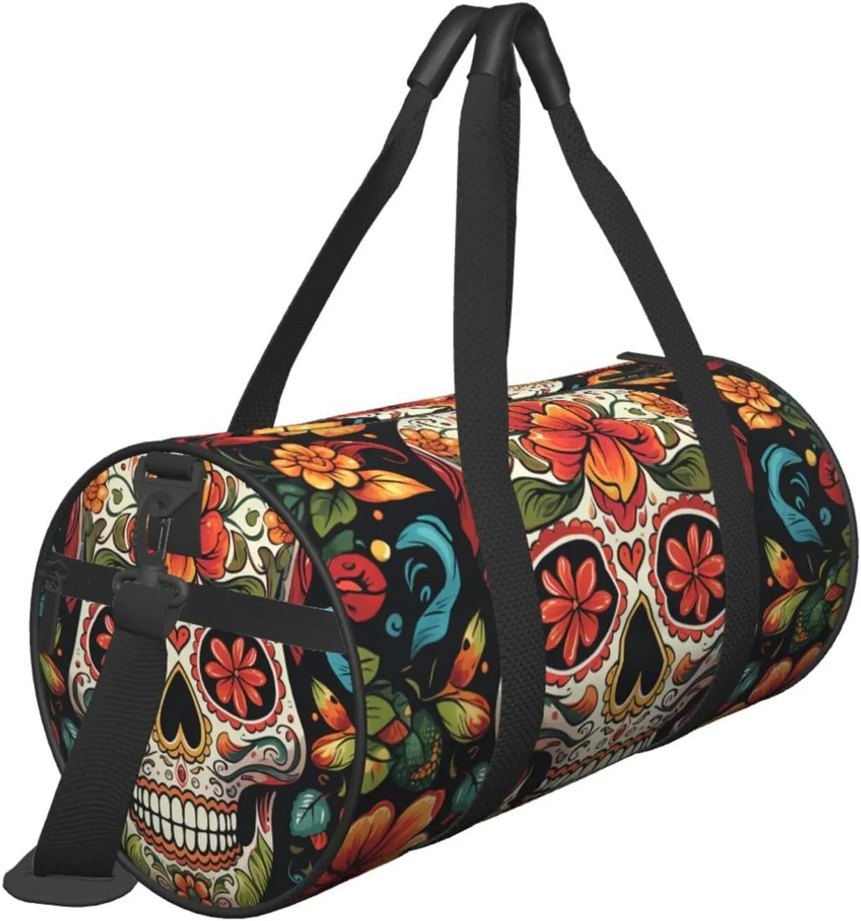 Gym Bags Small Colorful Sugar Skull Duffel Bag Overnight Bag with Shoe Compartment Carryon Bag for Men Women
