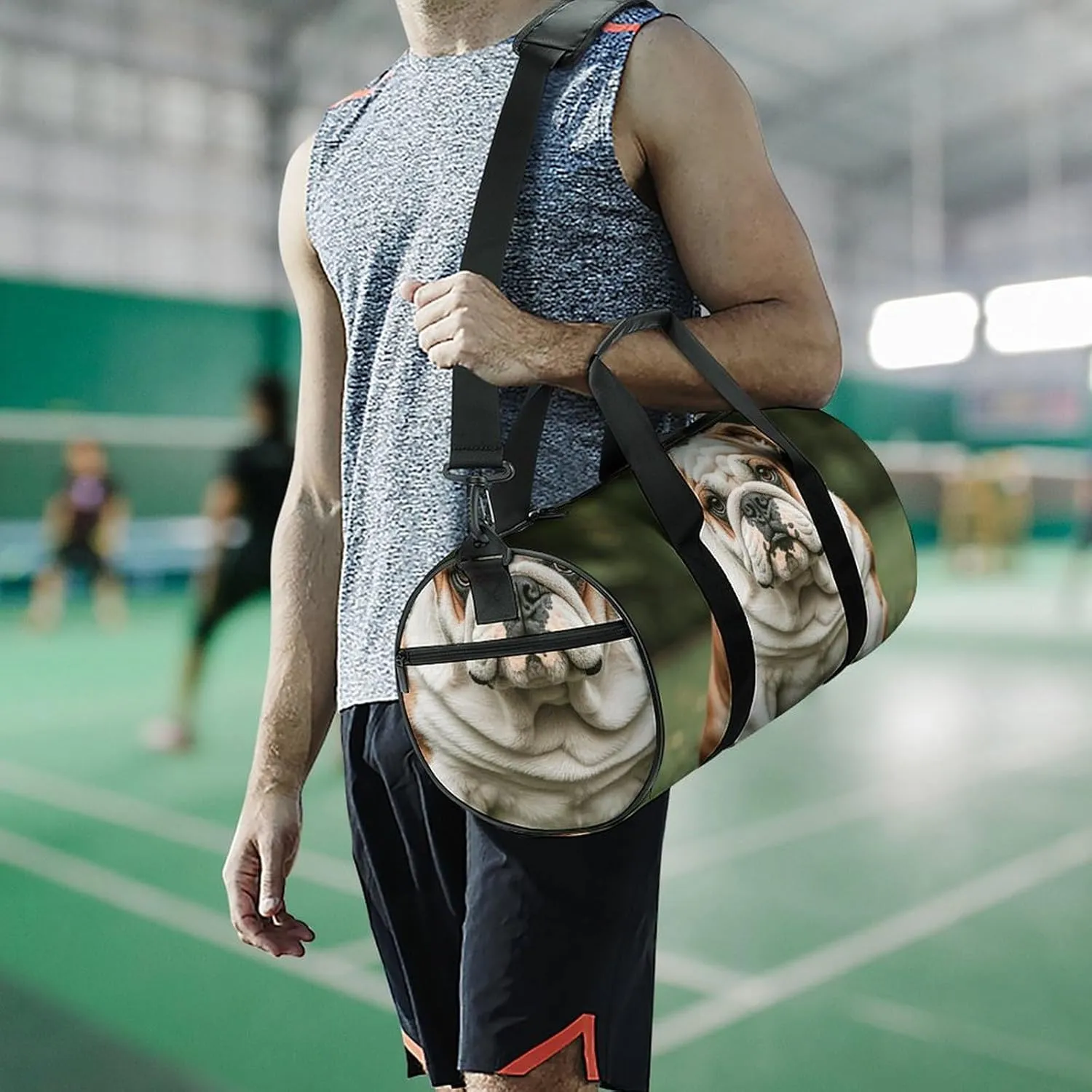 Gym Bags Small Cute English Bulldog Duffel Bag Overnight Bag with Shoe Compartment Carryon Bag for Men Women