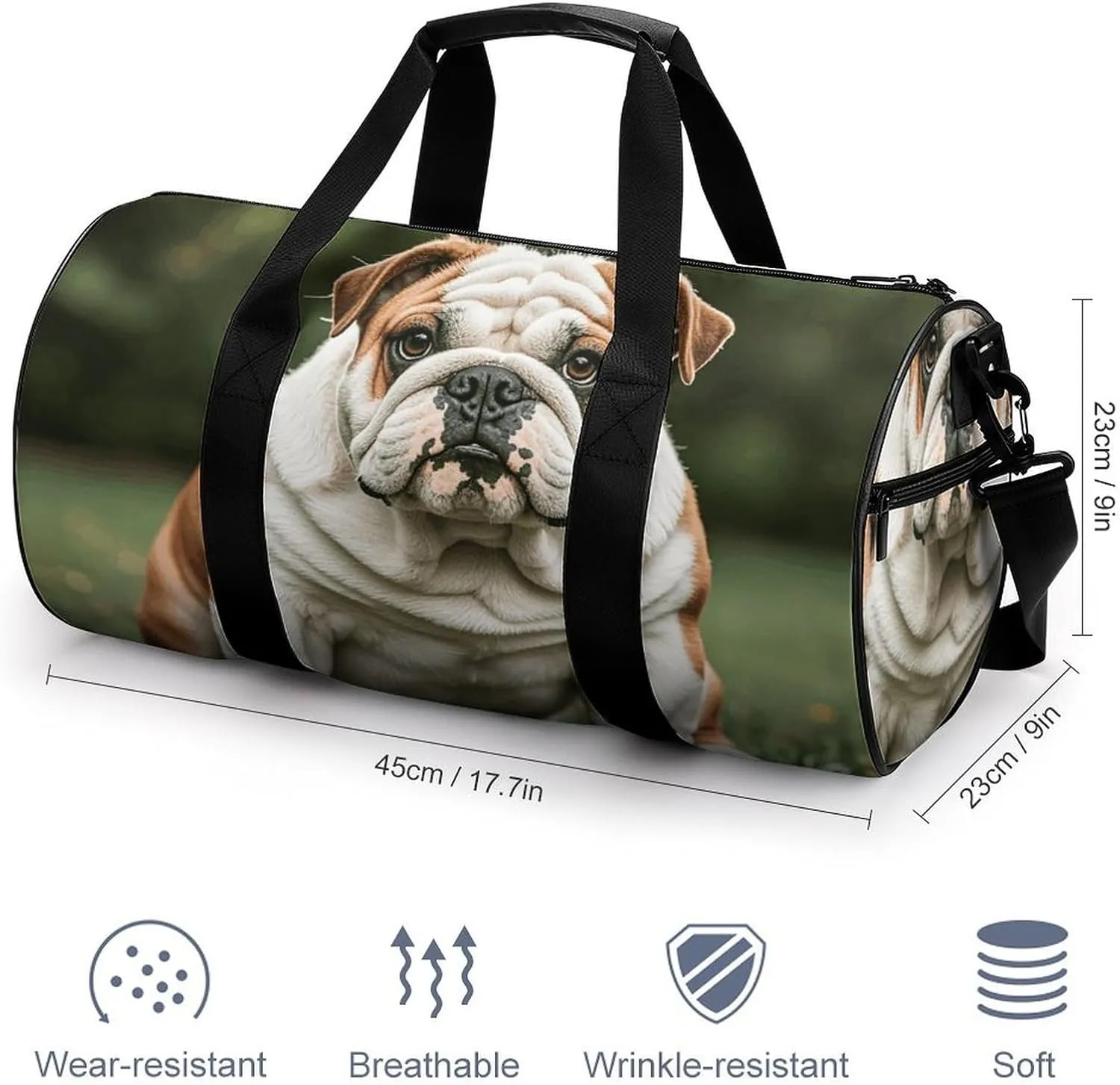 Gym Bags Small Cute English Bulldog Duffel Bag Overnight Bag with Shoe Compartment Carryon Bag for Men Women