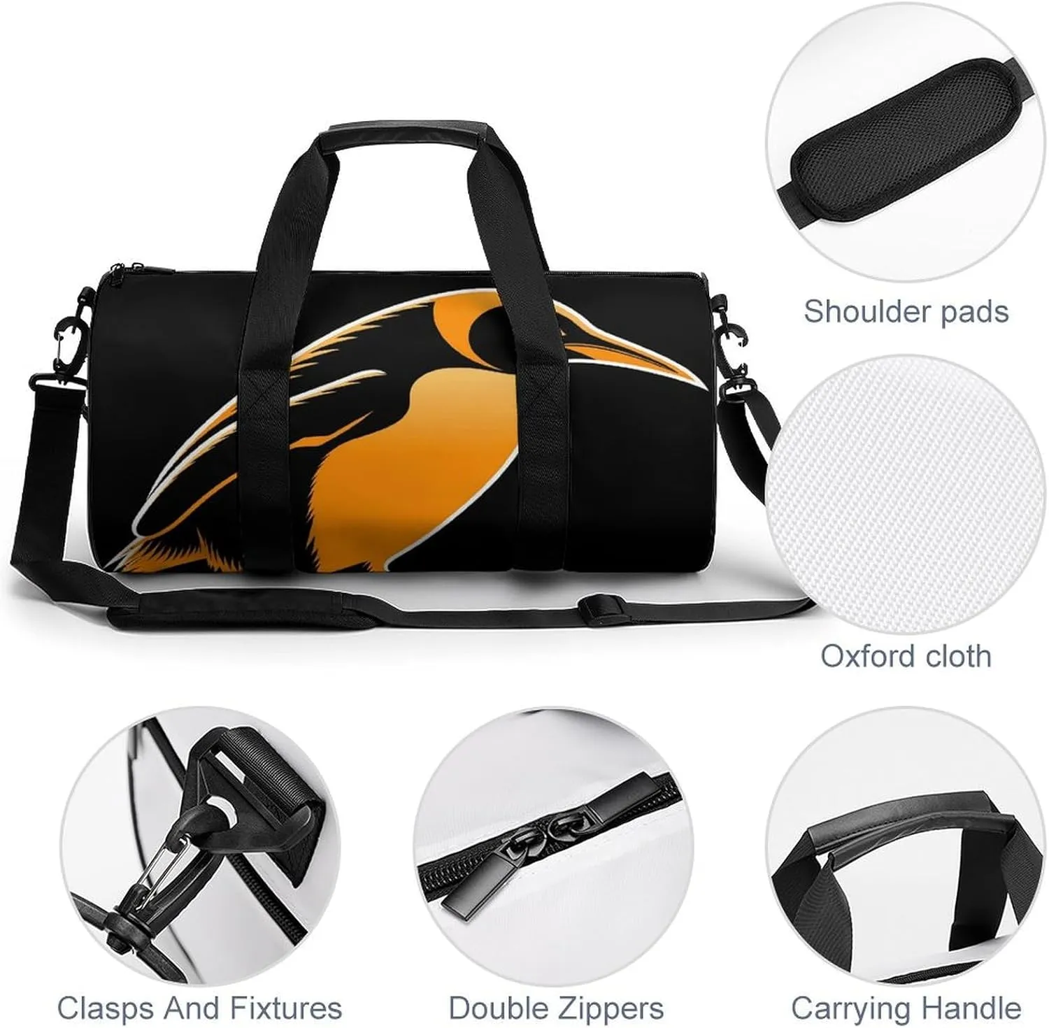 Gym Bags Small Penguin Illustration Duffel Bag Overnight Bag with Shoe Compartment Carryon Bag for Men Women