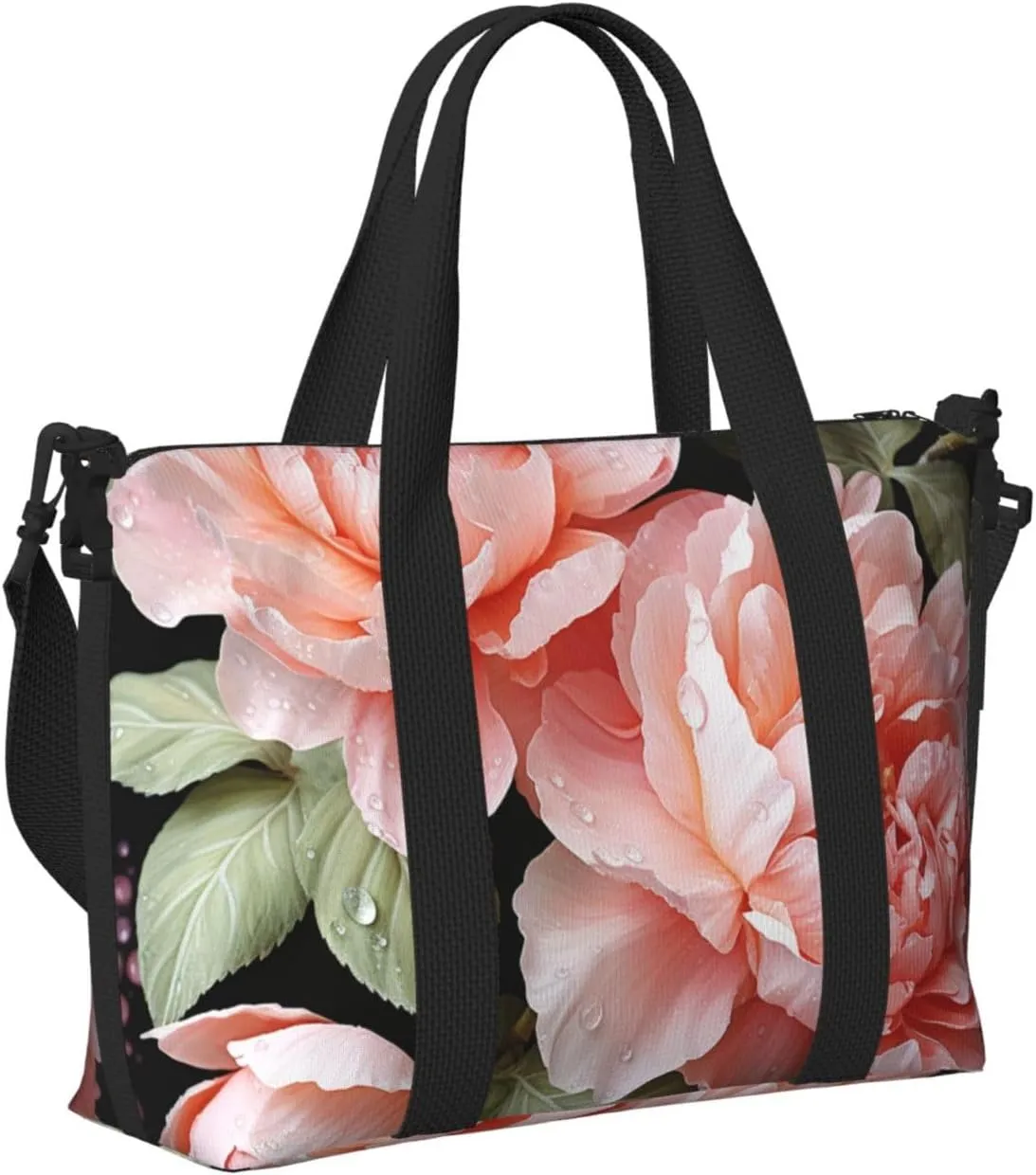 Gym Bags Small Peony Flowers Rose Duffel Bag Overnight Bag with Shoe Compartment Carryon Bag for Men Women