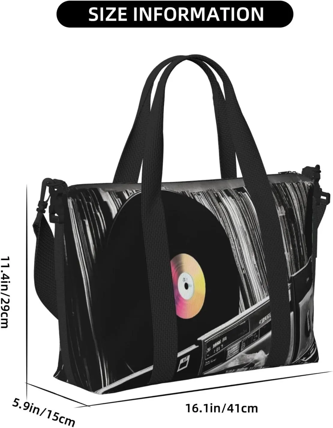 Gym Bags Small Vinyl Records Duffel Bag Overnight Bag with Shoe Compartment Carryon Bag for Men Women