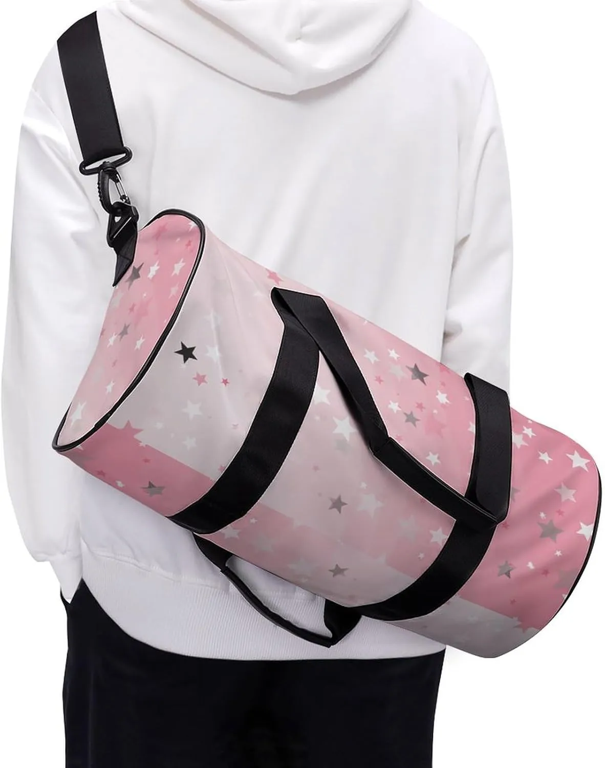 Gym Bags Small White Stars Duffel Bag Overnight Bag with Shoe Compartment Carryon Bag for Men Women