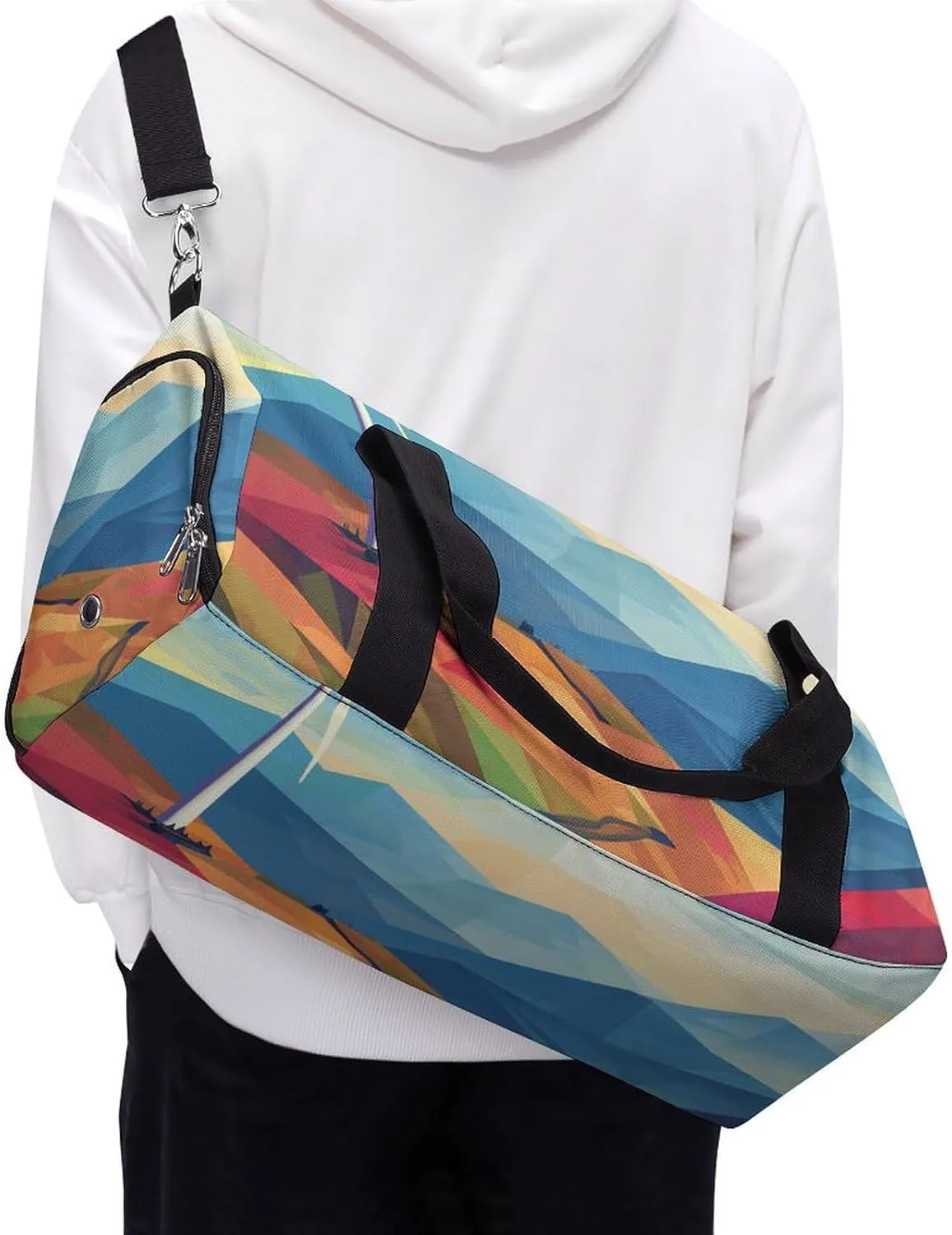 Gym Bags Small Windmill Flat Illustration Duffel Bag Overnight Bag with Shoe Compartment Carryon Bag for Men Women