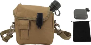 Hand Carry Camping Water Bottle 1.5L Large Capacity Portable Flat Adjustable Strap Water Container Kit with Waist Bag for Outdoor Sports Hiking (Khaki)