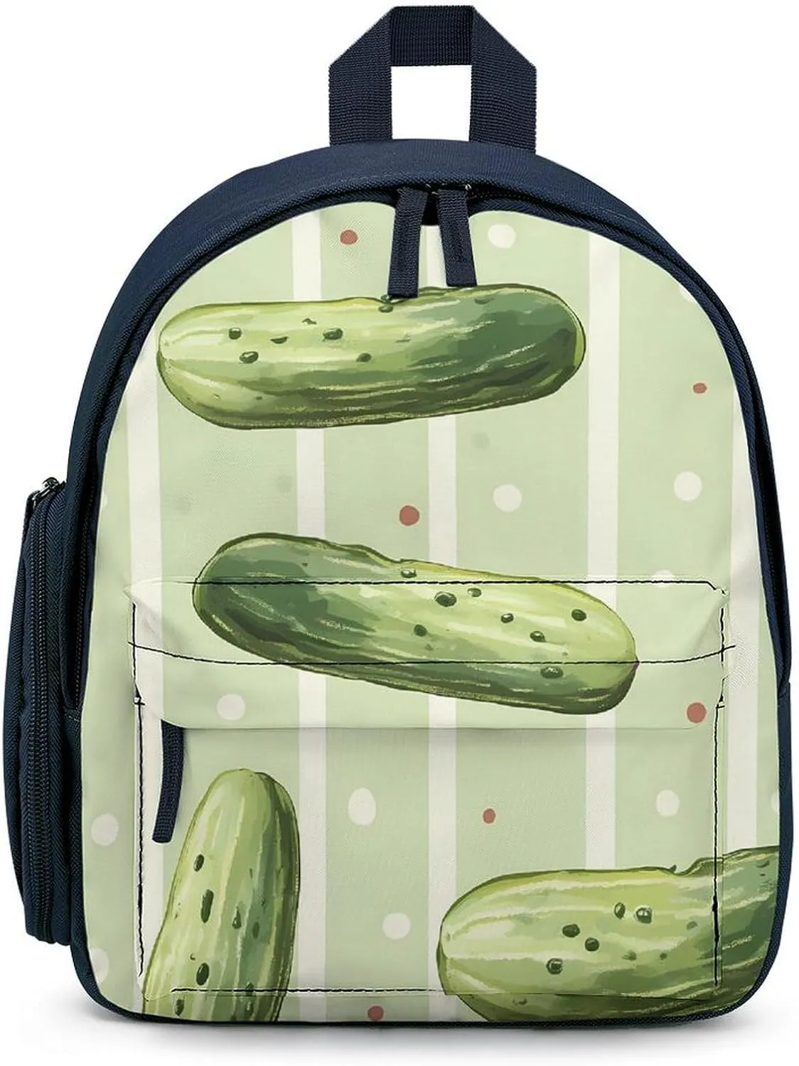 Hand-Drawn Pickles Cucumbers Simple Backpack Lightweight Cute Printing Shoulder Bag Family Travel Blue-style