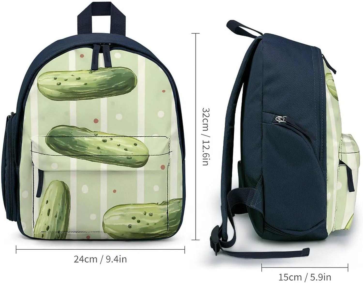 Hand-Drawn Pickles Cucumbers Simple Backpack Lightweight Cute Printing Shoulder Bag Family Travel Blue-style