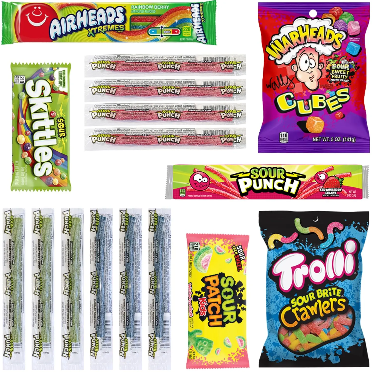 Hangry Kit Sending You a Giant Hug Sour Candy Kit - 16-Piece Variety Pack with all Your Favorite Sour Candy Classics in a 'Sending You a Giant Hug' Themed Gift Box.