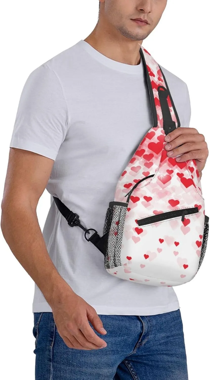 Happy Valentine Day Sling Backpack Crossbody Bag, Chest Bag Daypack for Outdoors Hiking Traveling