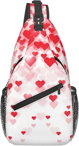 Happy Valentine Day Sling Backpack Crossbody Bag, Chest Bag Daypack for Outdoors Hiking Traveling