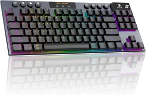 Hexgears Immersion A3 TKL Wireless Mechanical Gaming Keyboard, Bluetooth/2.4G/USB-C Hot-Swappable Low-Profile Keyboard with Clicky Switches, 16.8M RGB Backlit, Display Screen & 5800mAh Battery(Black)