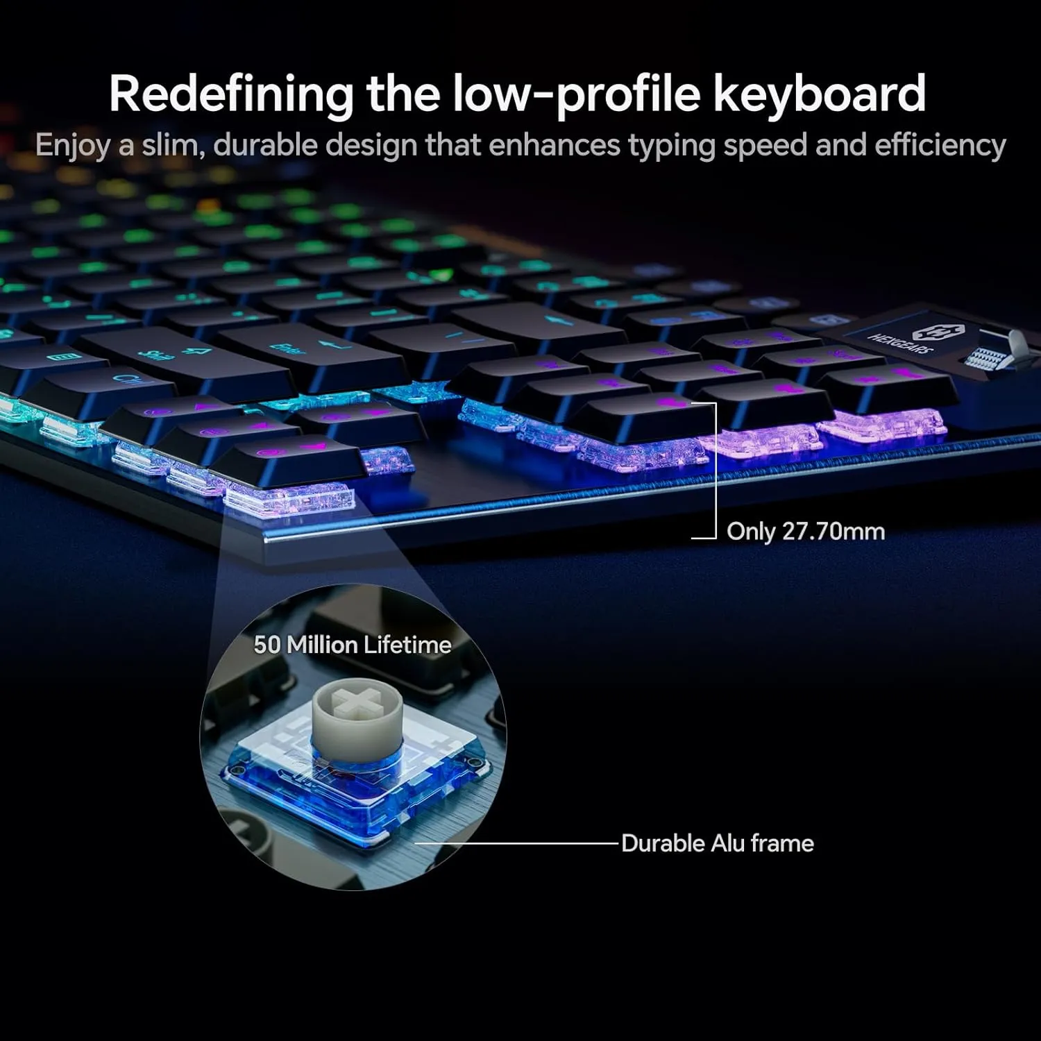 Hexgears Immersion A3 TKL Wireless Mechanical Gaming Keyboard, Bluetooth/2.4G/USB-C Hot-Swappable Low-Profile Keyboard with Clicky Switches, 16.8M RGB Backlit, Display Screen & 5800mAh Battery(Black)