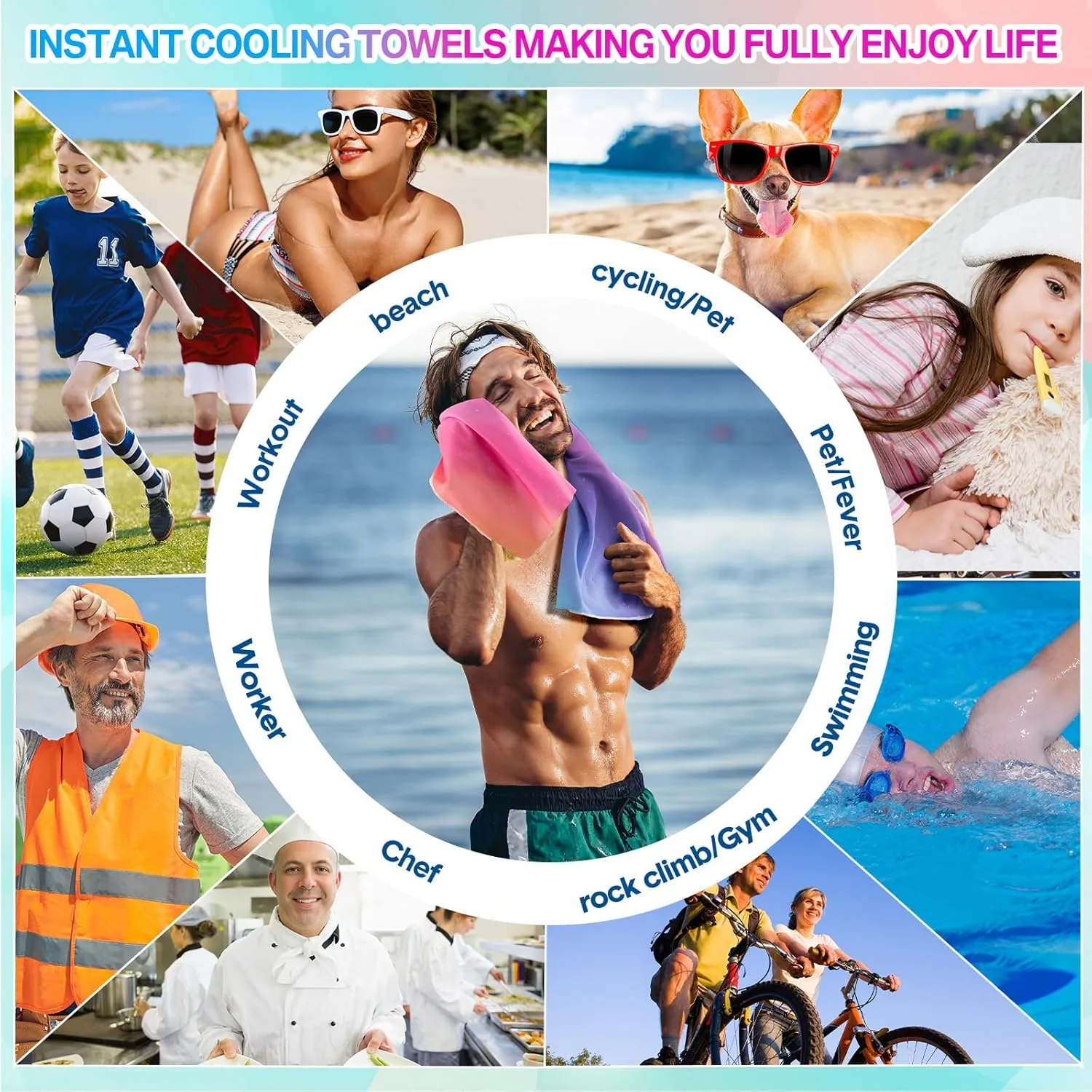 Hosuly Cooling Towel Bulk Ice Towel Chilly Breathable Polyester Soft Sport for Neck Yoga Athletes Gym Workout Camping Fitness Running 32 x 12 Inch