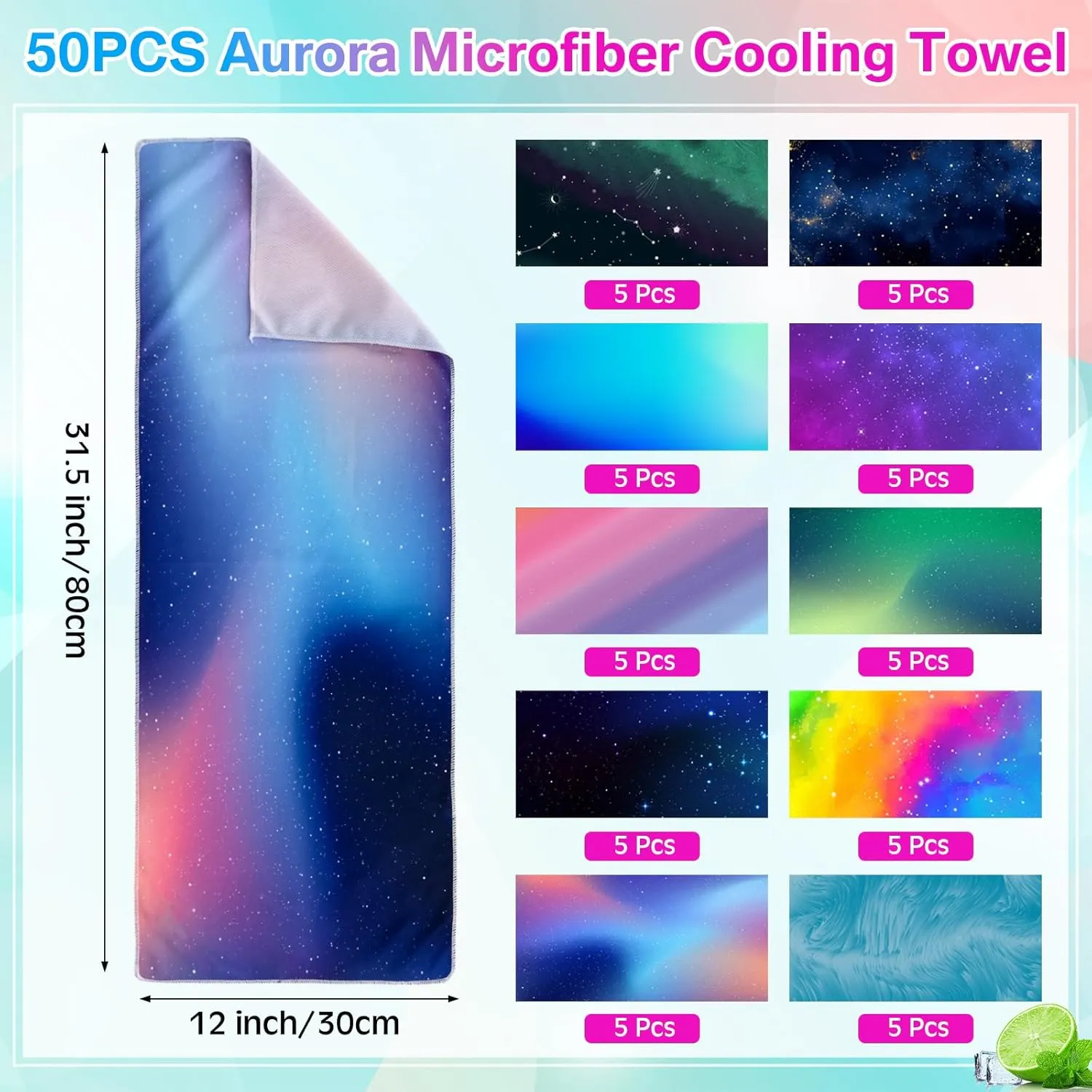 Hosuly Cooling Towel Bulk Ice Towel Chilly Breathable Polyester Soft Sport for Neck Yoga Athletes Gym Workout Camping Fitness Running 32 x 12 Inch