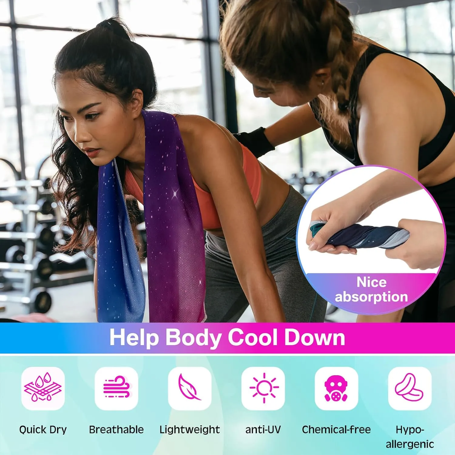 Hosuly Cooling Towel Bulk Ice Towel Chilly Breathable Polyester Soft Sport for Neck Yoga Athletes Gym Workout Camping Fitness Running 32 x 12 Inch