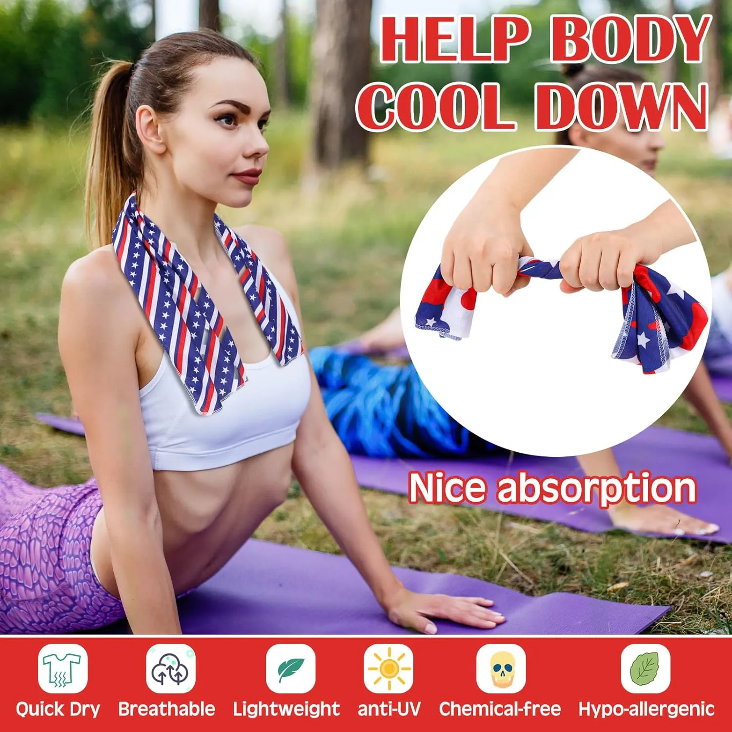 Hosuly Cooling Towel Bulk Ice Towel Chilly Breathable Polyester Soft Sport for Neck Yoga Athletes Gym Workout Camping Fitness Running 32 x 12 Inch