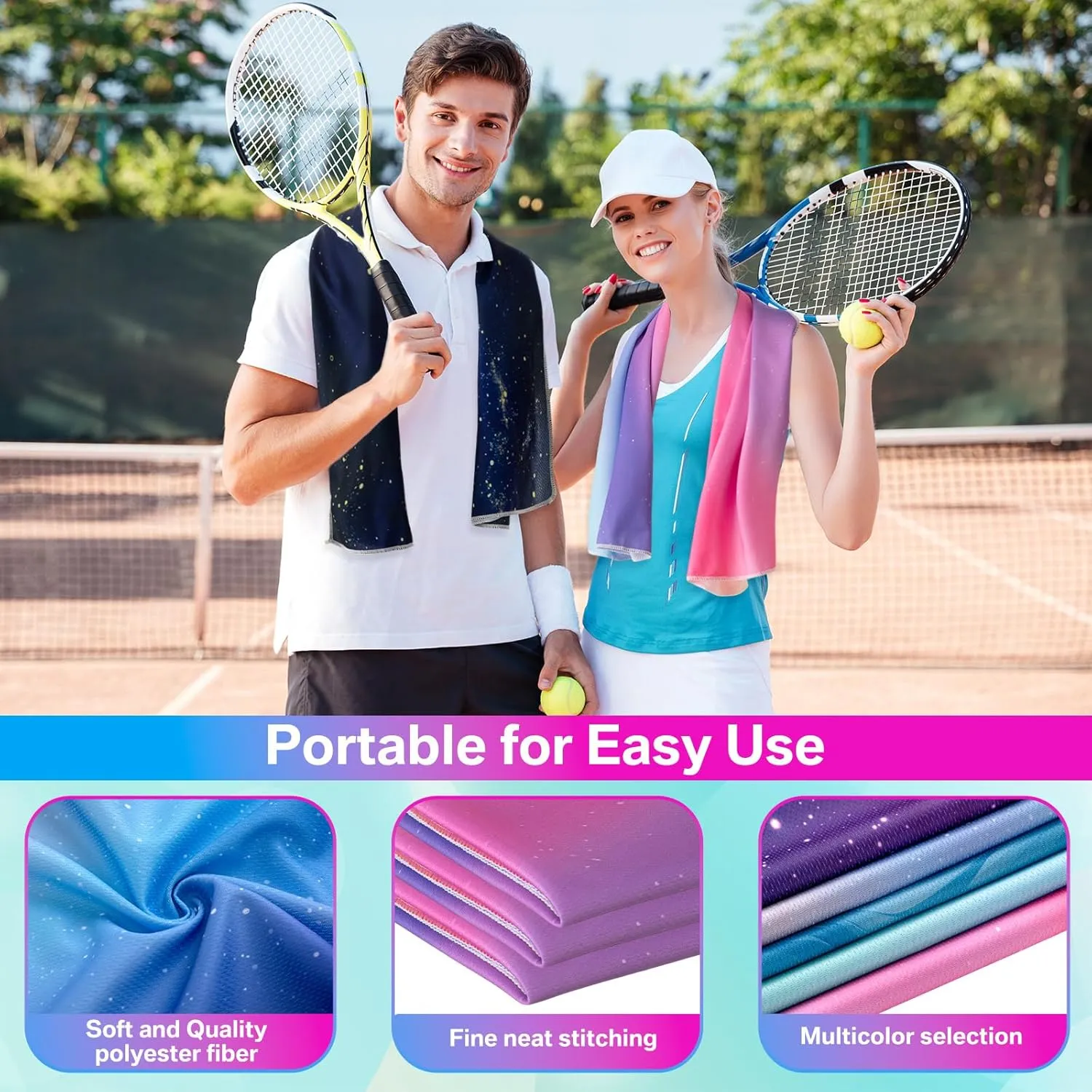 Hosuly Cooling Towel Bulk Ice Towel Chilly Breathable Polyester Soft Sport for Neck Yoga Athletes Gym Workout Camping Fitness Running 32 x 12 Inch