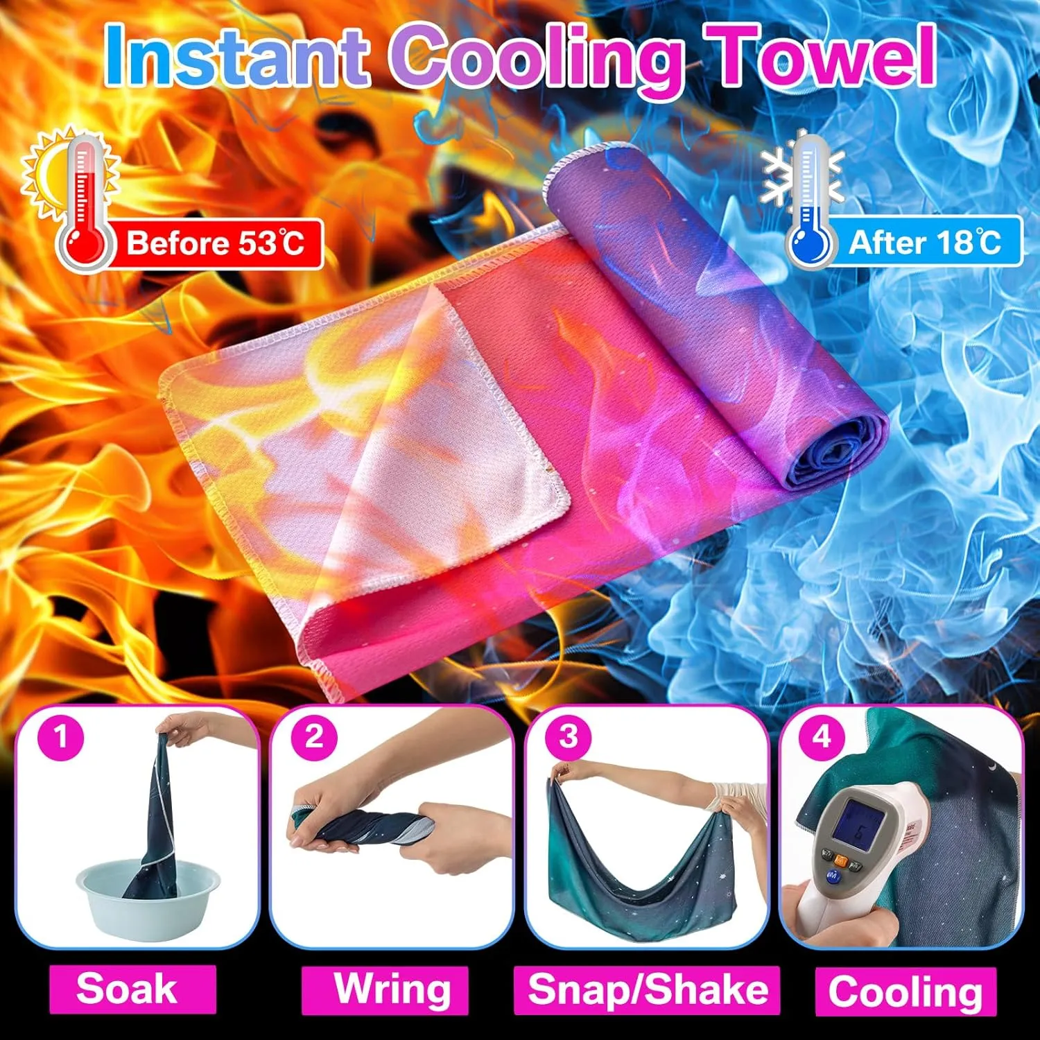 Hosuly Cooling Towel Bulk Ice Towel Chilly Breathable Polyester Soft Sport for Neck Yoga Athletes Gym Workout Camping Fitness Running 32 x 12 Inch