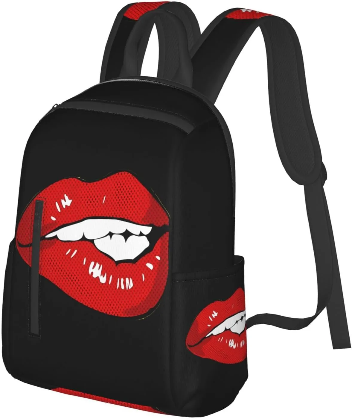 Hot Red Biting Lips Casual Backpacks Large Capacity Laptop Backpack Sports Rucksack Travel Daypack Adjustable Shoulder Strap Work Bag for Outdoor Camping