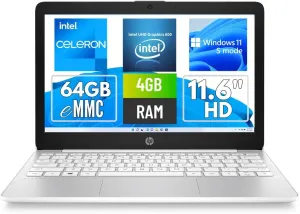 HP Stream Laptop 11-AK0053DX 11-Inch Intel Celeron N4120, Intel UHD Graphics 600, 4GB RAM, 64GB eMMC, Windows 11 Home in S mode, Diamond White (Renewed)