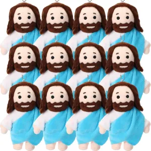 HyDren 12 Pcs Mini Jesus Plush Toys Bulk Religious Jesus Plush Dolls Christian Nativity Stuffed Toy Christ Savior Gifts for Sunday School Baptism Party Favors(Blue)