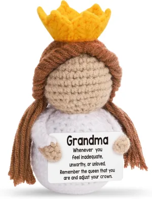Ideas for Grandma from Granddaughter Grandson Grandkids, Great Easter Birthday Christmas Stocking Stuffers for Gigi Nana, Mini Funny Handmade Emotional Positive Crown Crochet Decor