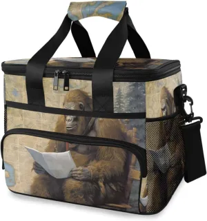 Insulated Cooler Bag 24 Cans Large Capacity Lunch Box-Travel Sasquatch Print Leak Proof with Shoulder Strap for Camping Picnic