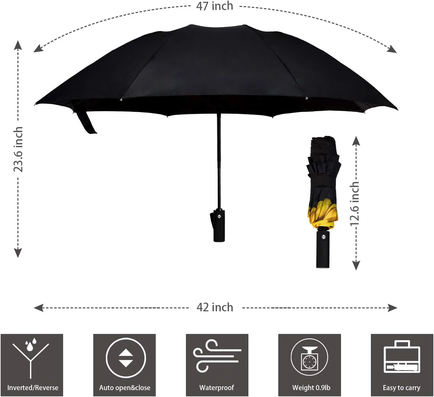 Inverted Umbrella Double Layer Automatic Folding Reserve Umbrella Windproof UV Protection for Rain Car Travel Outdoor Men Women