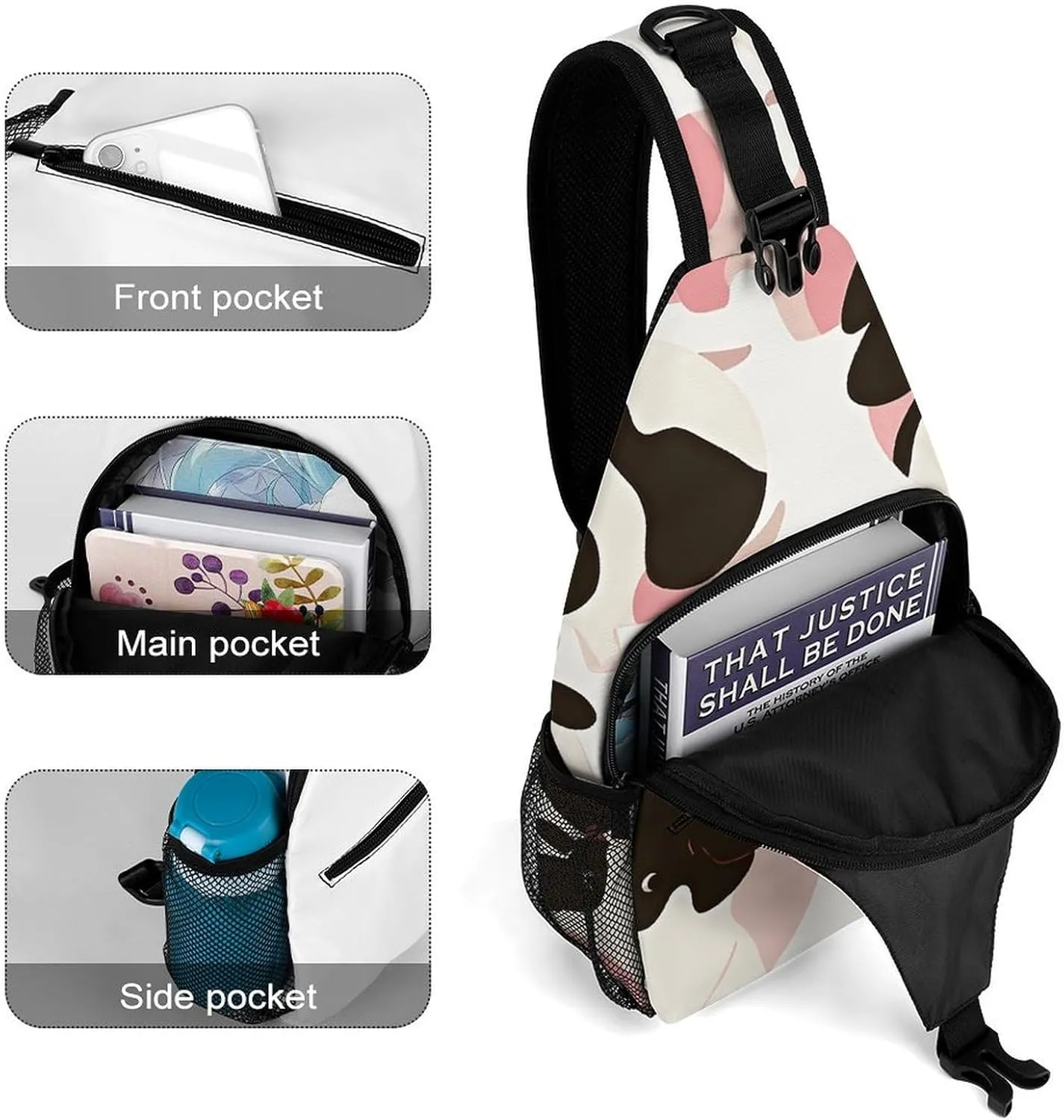 Japanese Sushi Shrimp Sling Bag Lightweight Crossbody Chest Pack Travel Shoulder Bag with Adjustable Strap