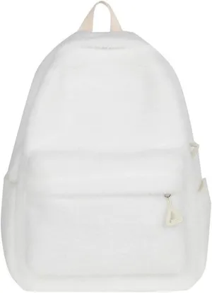 JHTPSLR Small Fuzzy Backpack Soft Plush Mini Backpack Mochila Pequea Cute Aesthetic Lightweight Casual Daypack (White)