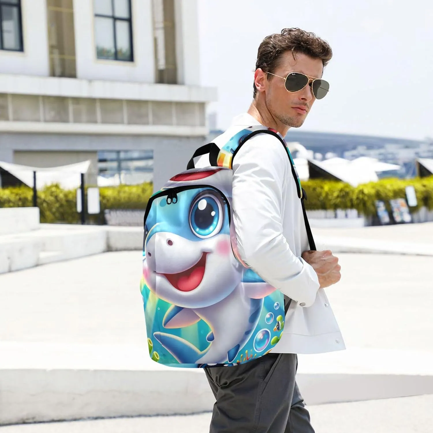 Joisal Cartoon Dolphin Rainbow Cute Cute Backpacks for Women Casual Cute Cool Bookbag for Teen Girls