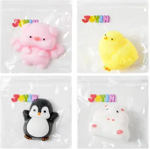 JOYIN 4 Pcs Animal Taba Toys, Ultra Soft Colorful Fufu Toys, Chick Taba Squeeze Toys for Adults Kids