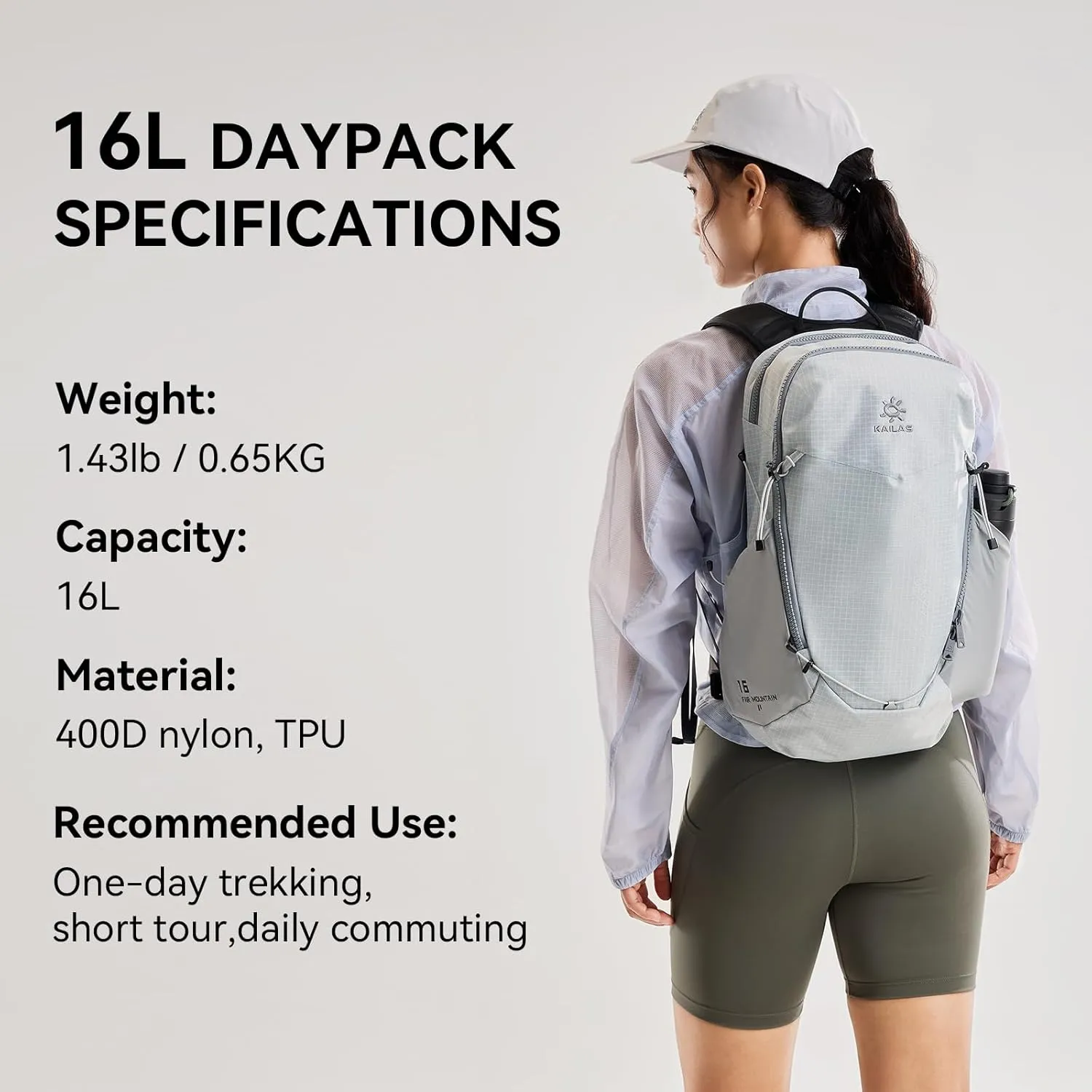 KAILAS Far Mountain16L Lightweight Hiking Backpack Trekking Daypack Small Backpacks Traveling Camping Granite Gray