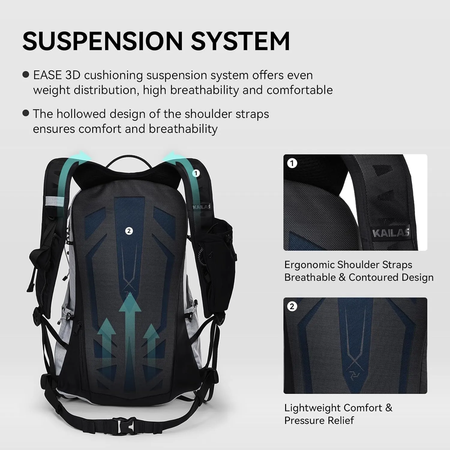 KAILAS Far Mountain16L Lightweight Hiking Backpack Trekking Daypack Small Backpacks Traveling Camping Granite Gray