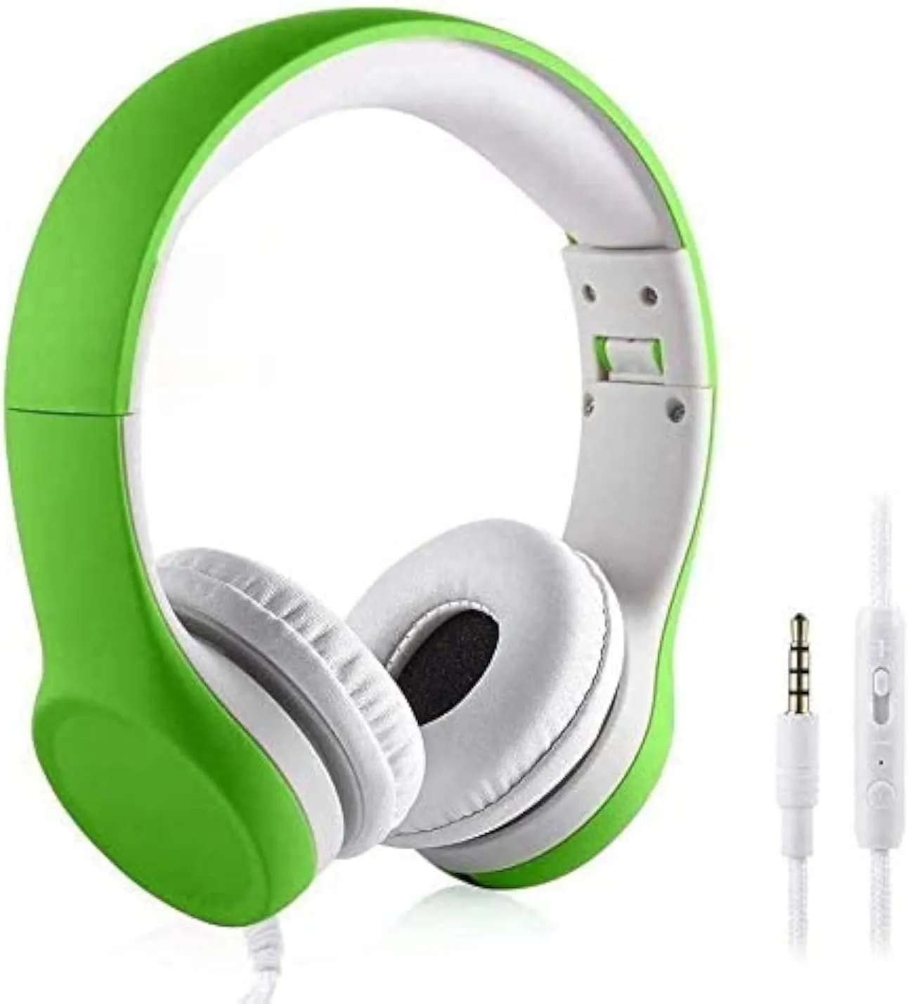 Kids Headphones, Two Audio Port for Sharing, Headphones for kids with mic & Volume Limiting, Baby Children Toddlers Boys Girls Laptop Tablet Class travel school use（green