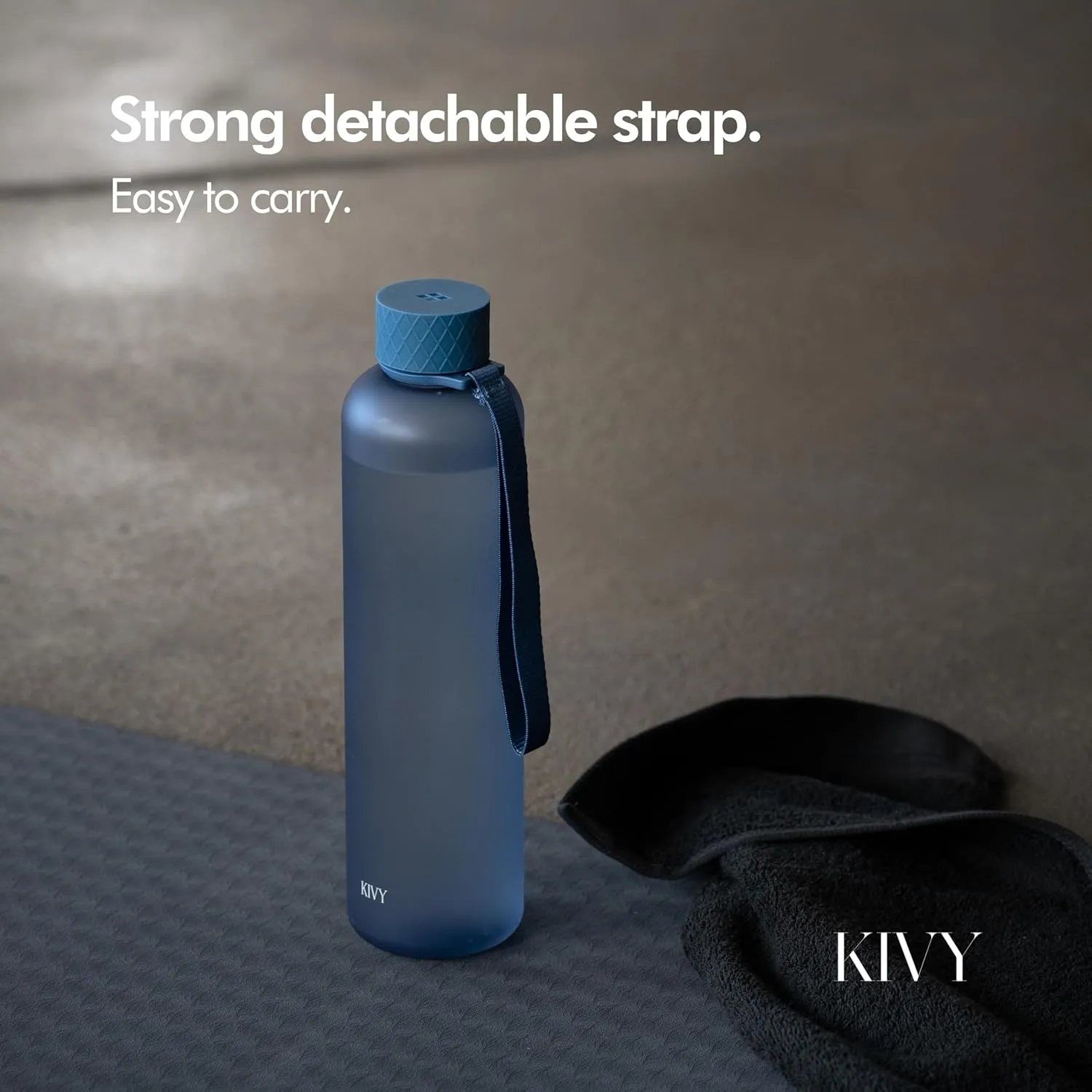 KIVY Slim Water Bottle 32oz [Lightweight & Shatterproof] Fits Backpack & Cupholder for Travel, Sports, School - Blue water bottle no straw - Cute aesthetic water bottles screw top - Dishwasher Safe