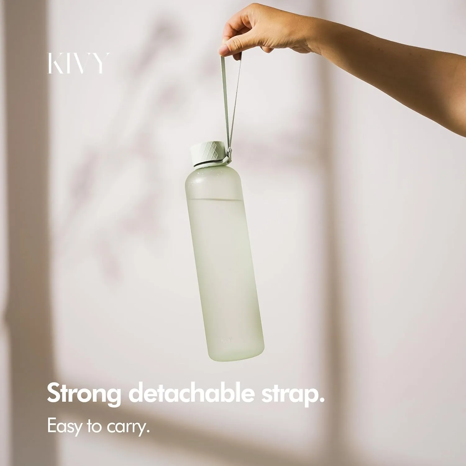 KIVY Slim Water Bottle 32oz [Lightweight & Shatterproof] Fits Backpack & Cupholder for Travel, Sports, School, Gym - Sage green water bottle no straw - Gym water bottle screw top - Dishwasher Safe