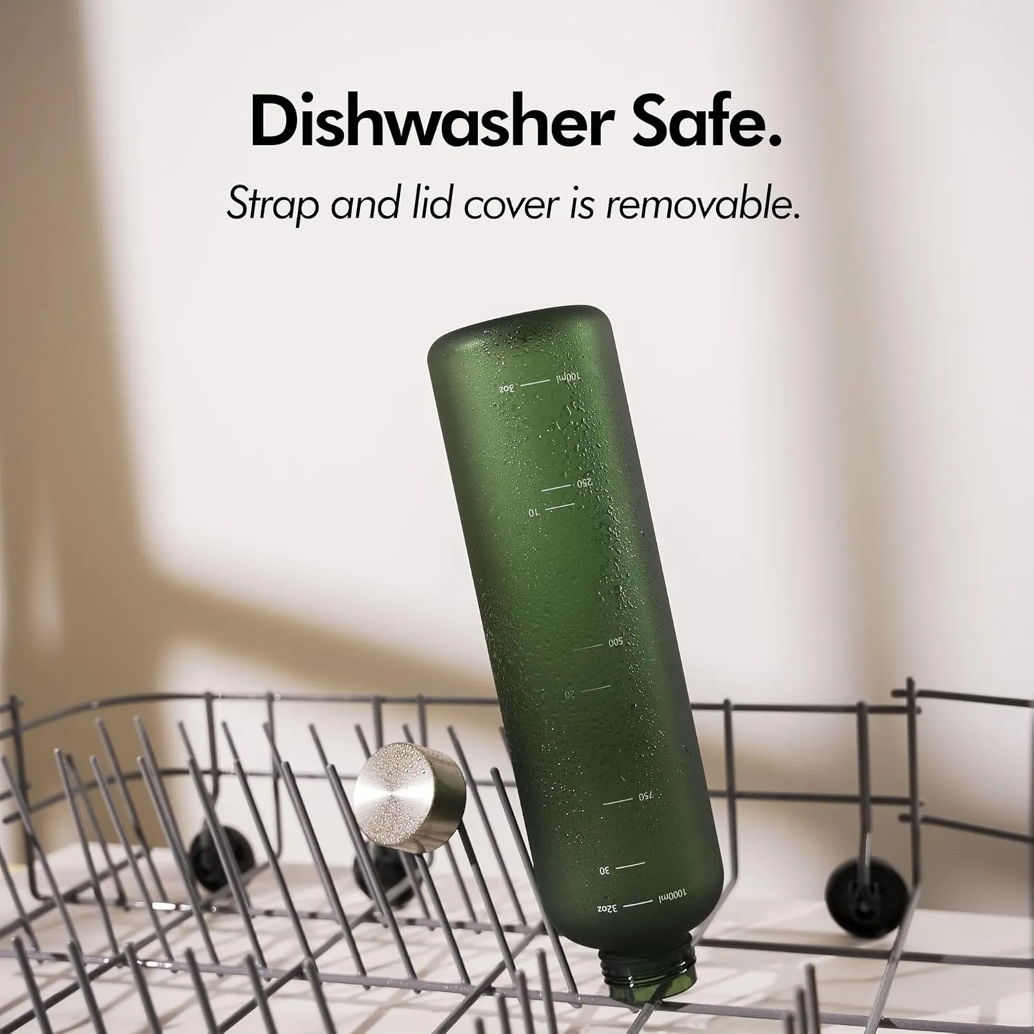 KIVY Slim Water Bottle 32oz [Lightweight & Shatterproof] Fits Backpack & Cupholder for Travel, Sports, School, Gym - Sage green water bottle no straw - Gym water bottle screw top - Dishwasher Safe
