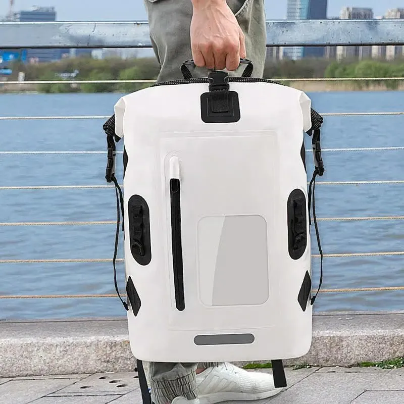 KOSTEN Backpack Pvc Waterproof Bag Swimming Backpack Large Capacity River Trekking Shoulder Backpacks-30L Black