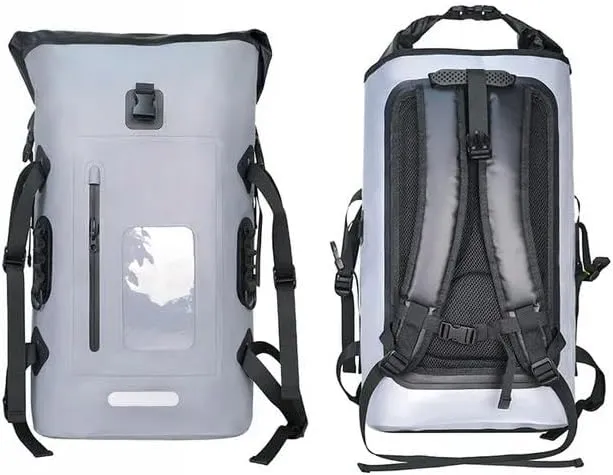 KOSTEN Backpack Pvc Waterproof Bag Swimming Backpack Large Capacity River Trekking Shoulder Backpacks-30L Grey