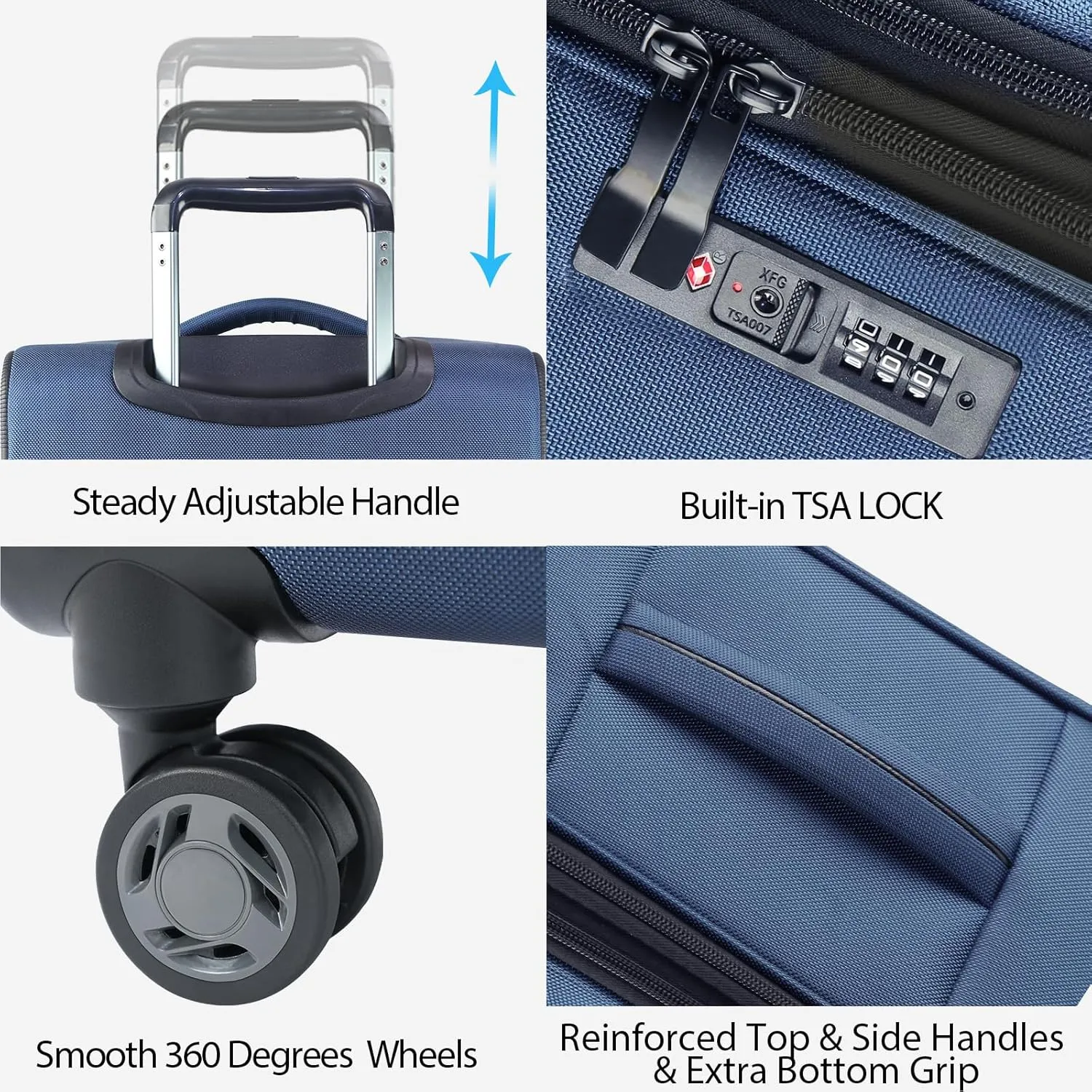 KROSER Softside Expandable Carry On Luggage with Spinner Wheels & Built-in TSA Lock, Durable Suitcase Rolling Luggage with USB Port, Carry-On 20-Inch, Haze Blue