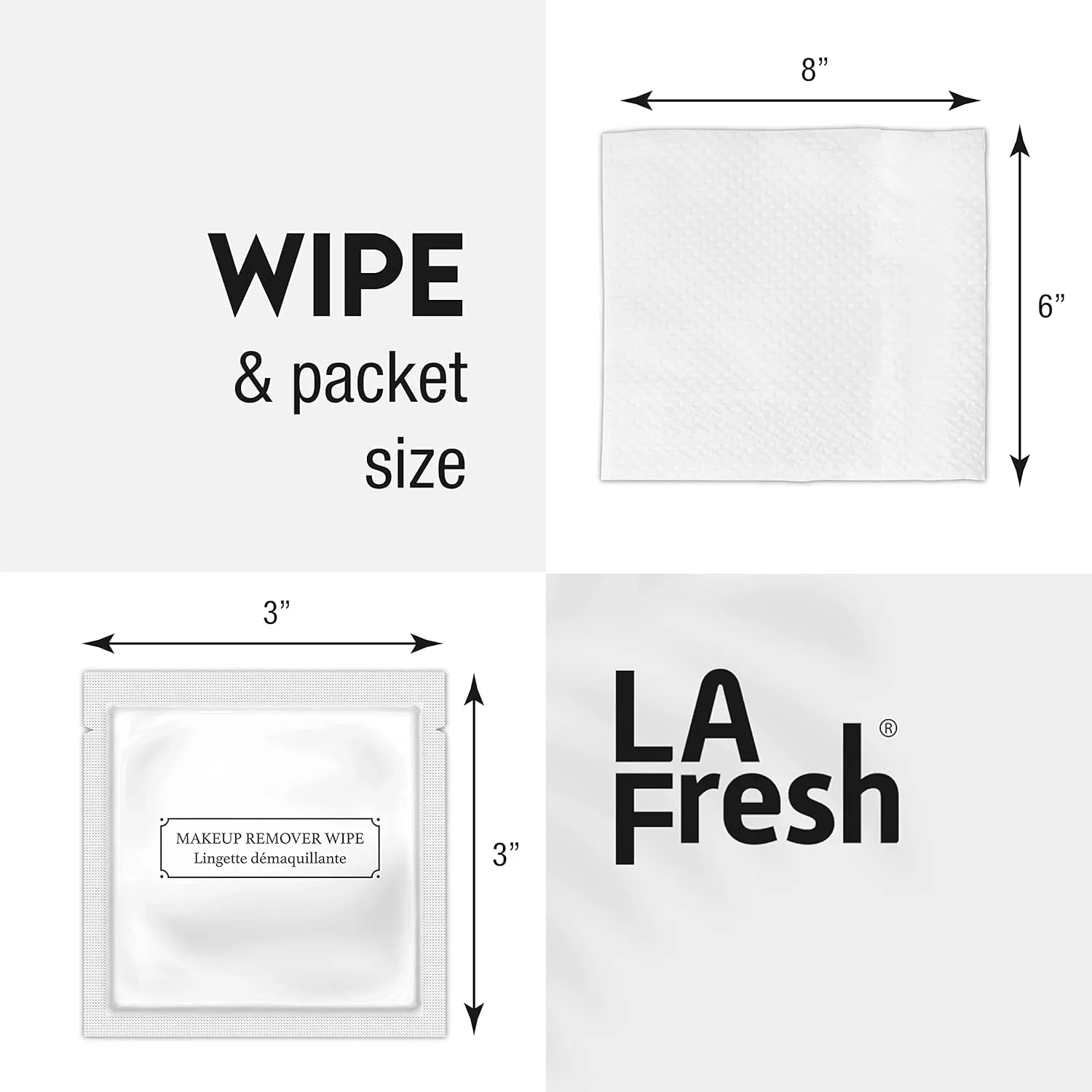 La Fresh Hotel Premium Paraben-Free Makeup Remover Wipes - White, With Light Flora Scent 8x6" Wet Wipes - 500 Wipes, Skin Care Travel Essentials