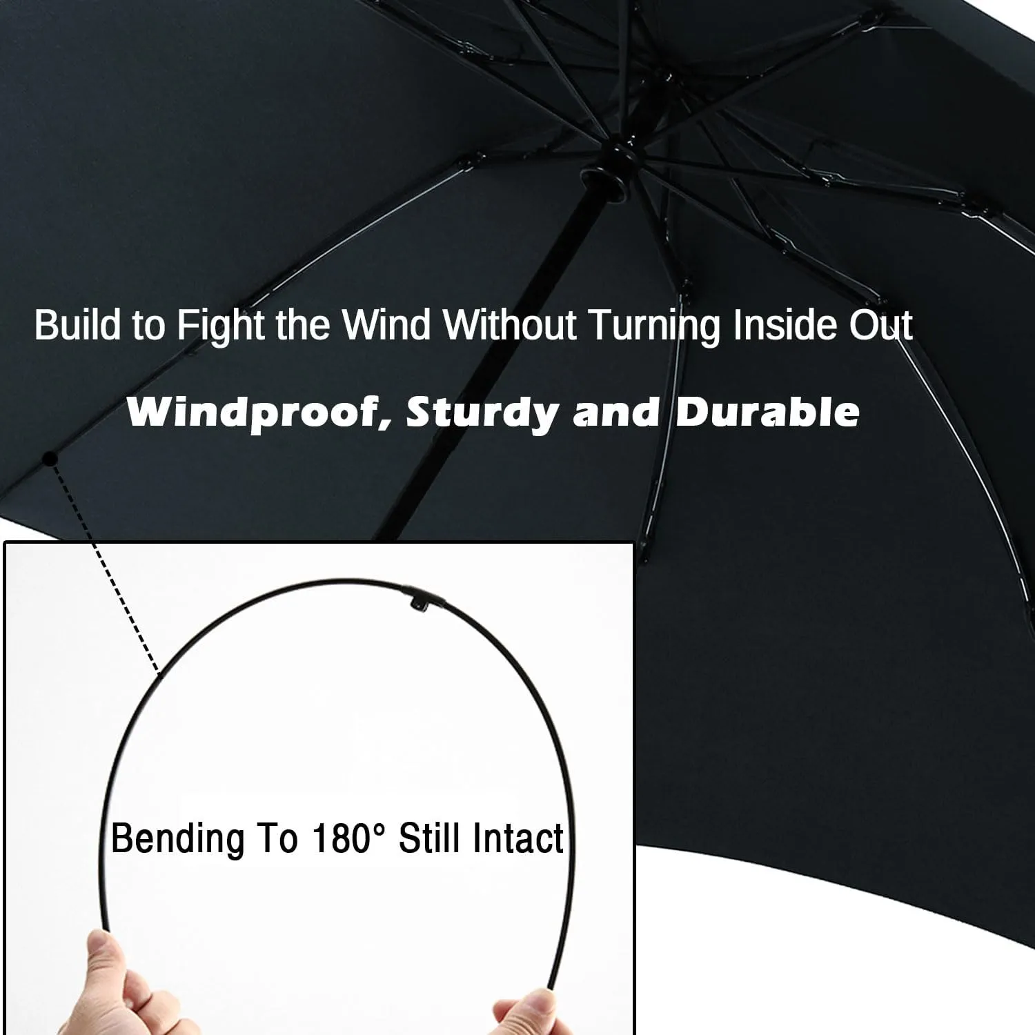 LANBRELLA Compact Reverse Folding Umbrella Auto Windproof Travel Umbrella
