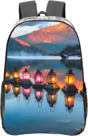 Lanterns Mountain Lake Clear Backpack Waterproof Heavy Duty Pvc Transparent Backpack Cute See Through Backpack Clear Bags For College Work Travel